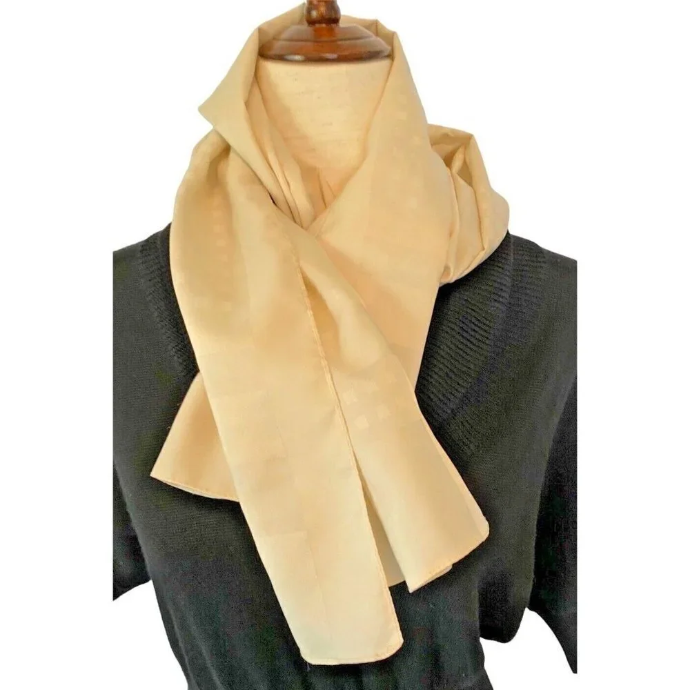 Women’s Scarf Cream Geometric Border Long Rectangle Lightweight Casual Vintage - Picture 4 of 16